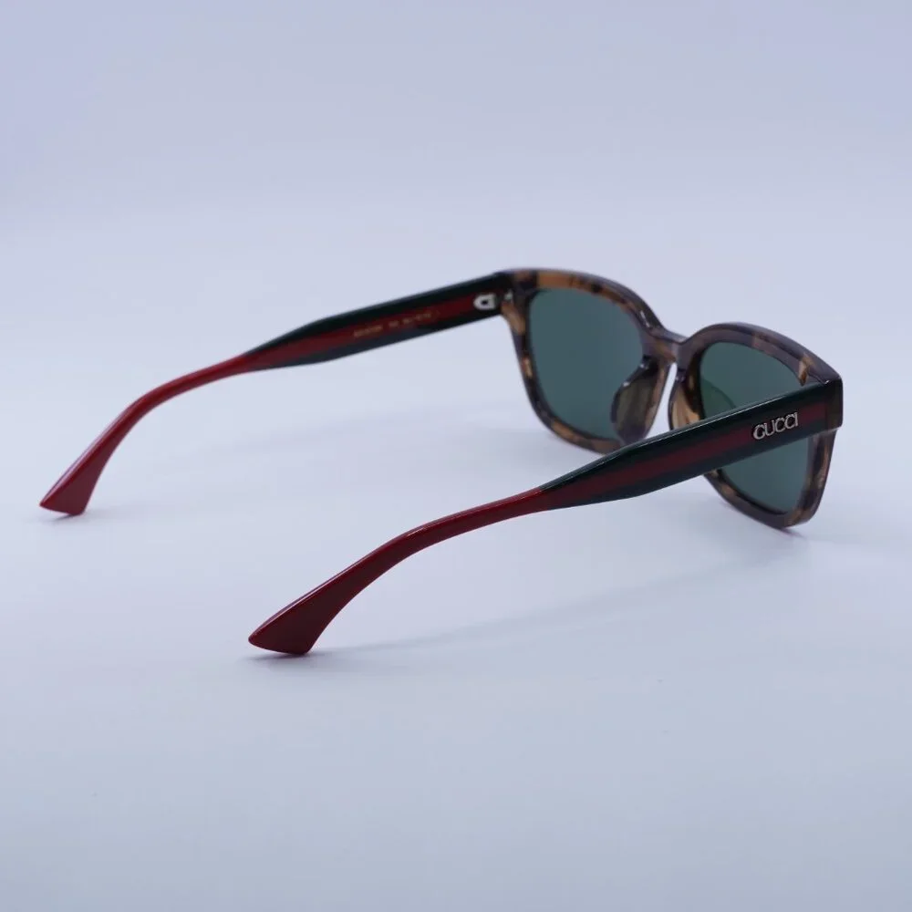 Gucci GG1872SK 003 Sunglasses Brown Havana/Green/Red Square Frames, Green Lenses